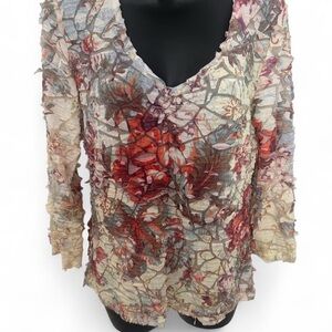 Cubism y2k Floral Women's Ruffle Mesh Blouse
